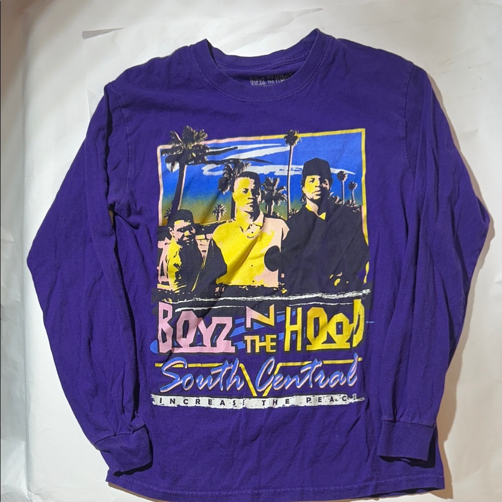 Boyz N the Hood South Central Increase The Peace Purple Graphic Long Sleeve Tee